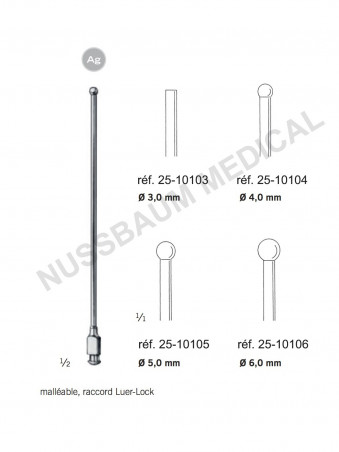 Canule malléable pour le lavage des vaisseaux distribuée par Nussbaum Médical, détail