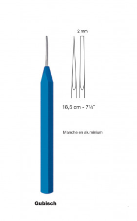 Ostéotome de Gubisch, longueur 18,5 cm - largeur 2 mm distribué par Nussbaum Médical