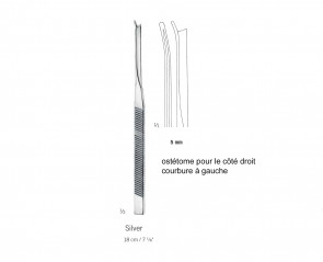 Ostéotome de Silver  pour côté droit, longueur 18 cm, largeur 5 mm distribué par Nussbaum Médical