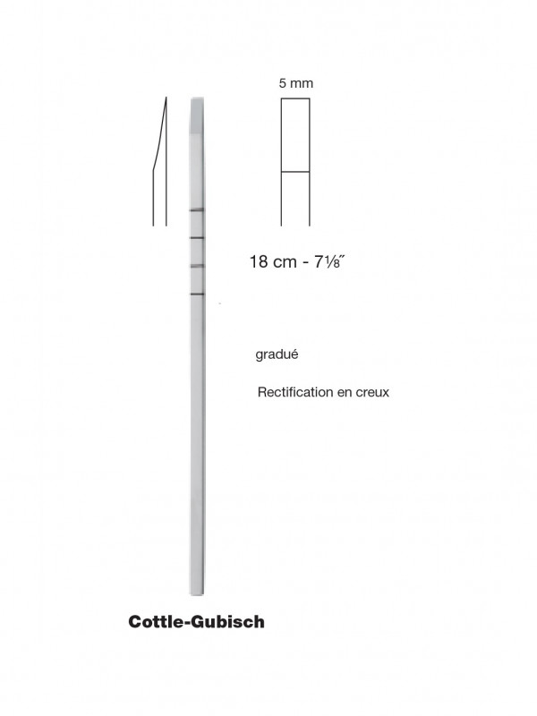 Ostéotome de Cottle-Gubisch gradué 18 cm - 5 mm