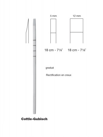 Ostéotome de Cottle-Gubisch gradué 18 cm - 5 mm