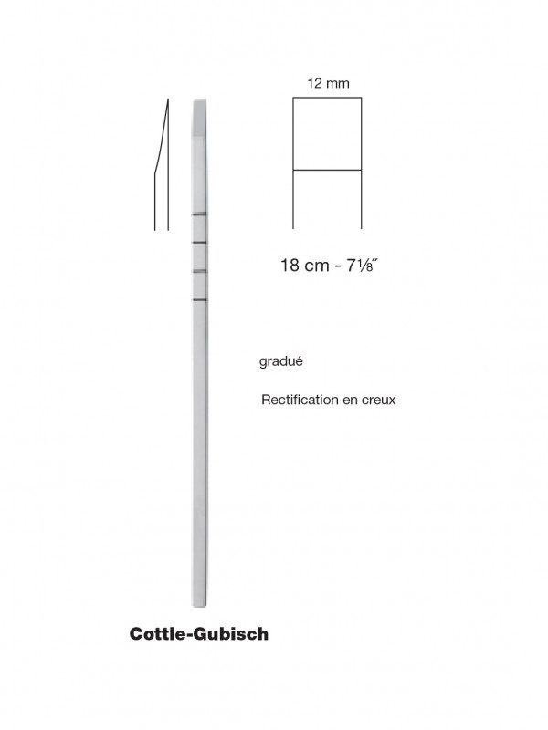 Ostéotome de Cottle-Gubisch gradué 18 cm - 12 mm