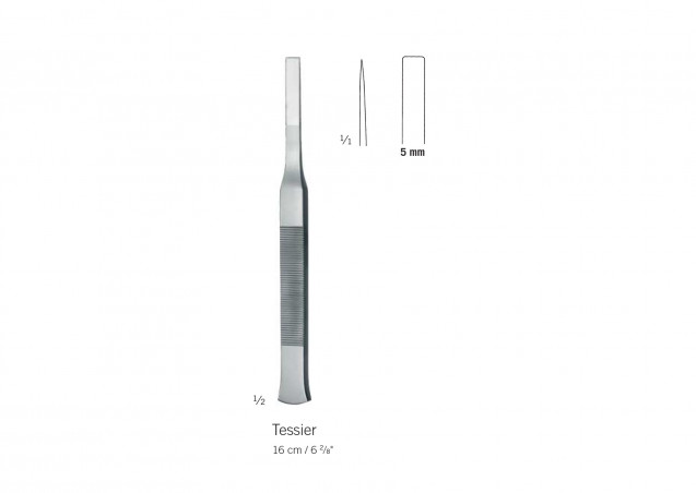Ostéotome de Tessier longueur 16 cm, largeur 5 mm distribué par Nussbaum Médical