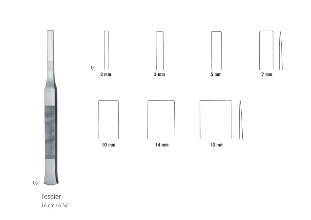 Ostéotome de Tessier 16 cm - 16 mm
