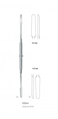 Elévateur double de Killian, longueur 23,5 cm, largeur 4,5 mm, distribué par Nussbaum Médical