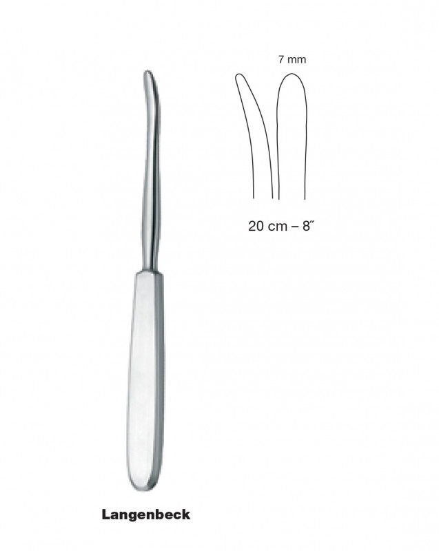 Rugine de Langenbeck 20 cm - 8 mm
