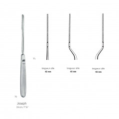 Scie nasale de Joseph, droite, coudée à gauche, coudée à droite, longueur 19 cm - largeur 40 mm distribuée par Nussbaum Médical