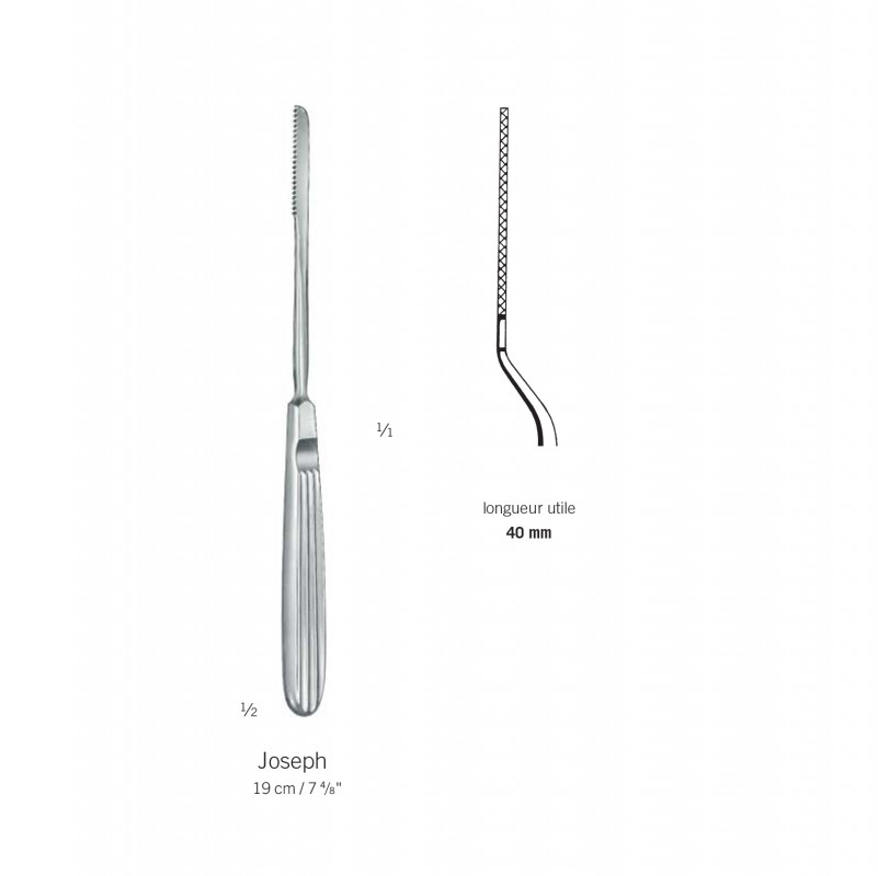 Scie nasale de Joseph coudée à gauche 19 cm - 40 mm
