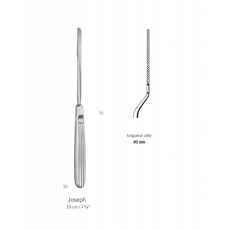 Scie nasale de Joseph coudée à droite 19 cm - 40 mm Scie nasale de Joseph coudée à droite 19 cm - 40 mm