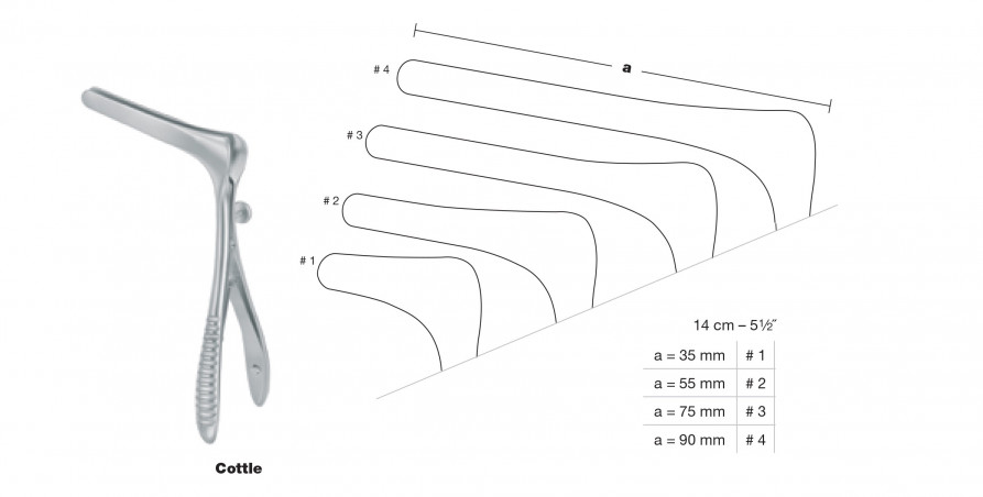 Spéculum Cottle à vis latérale 14 cm - fig.4 - 90 mm