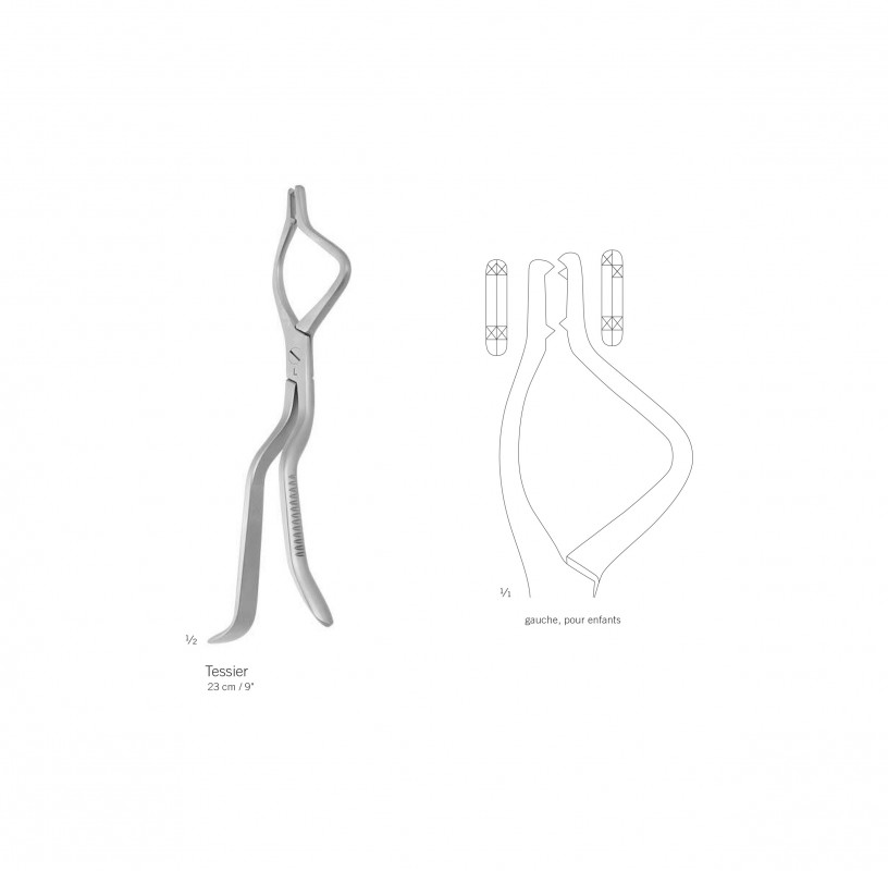 Pince à reposition de Tessier 23 cm, à gauche, pour enfant Pince à reposition de Tessier 23 cm, à gauche, pour enfant