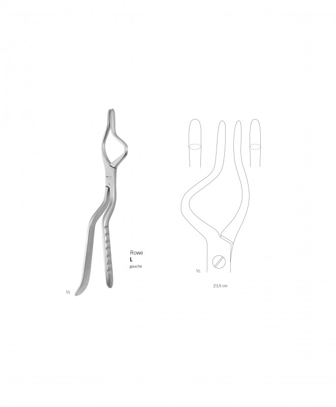 Pince à reposition de Rowe 23,5 cm, à gauche