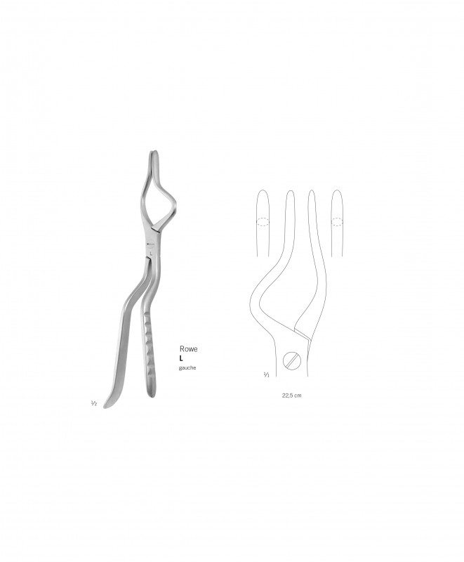 Pince à reposition de Rowe 22,5 cm, à gauche