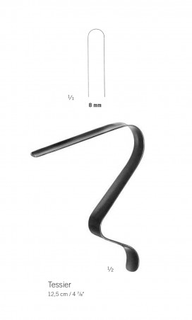 écarteur pour parties molles de Tessier, longueur 12,5 cm, largeur de 8 mm distribué par Nussbaum Médical
