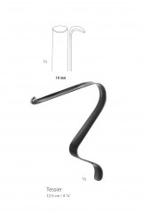 écarteur pour parties molles de Tessier recourbé, longueur 12,5 cm, largeur de 10 mm distribué par Nussbaum Médical