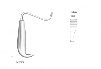 Ecarteur de Tessier pour maxillaires inférieures, longueur 15 cm, à droite