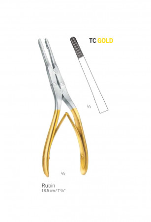 Pince-gouge de Rubin coudée, longueur 18,5 cm, mors en tungstène TC distribuée par Nussbaum Médical