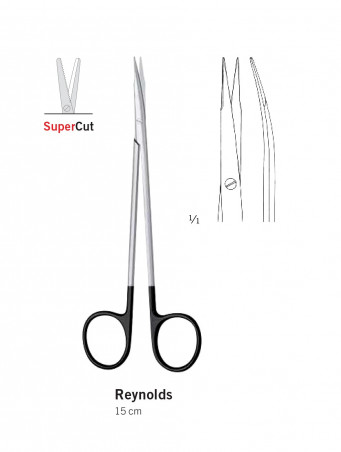 Ciseaux courbes de Reynolds, longueur 15 cm, lames qualité SuperCut distribués par Nussbaum Médical