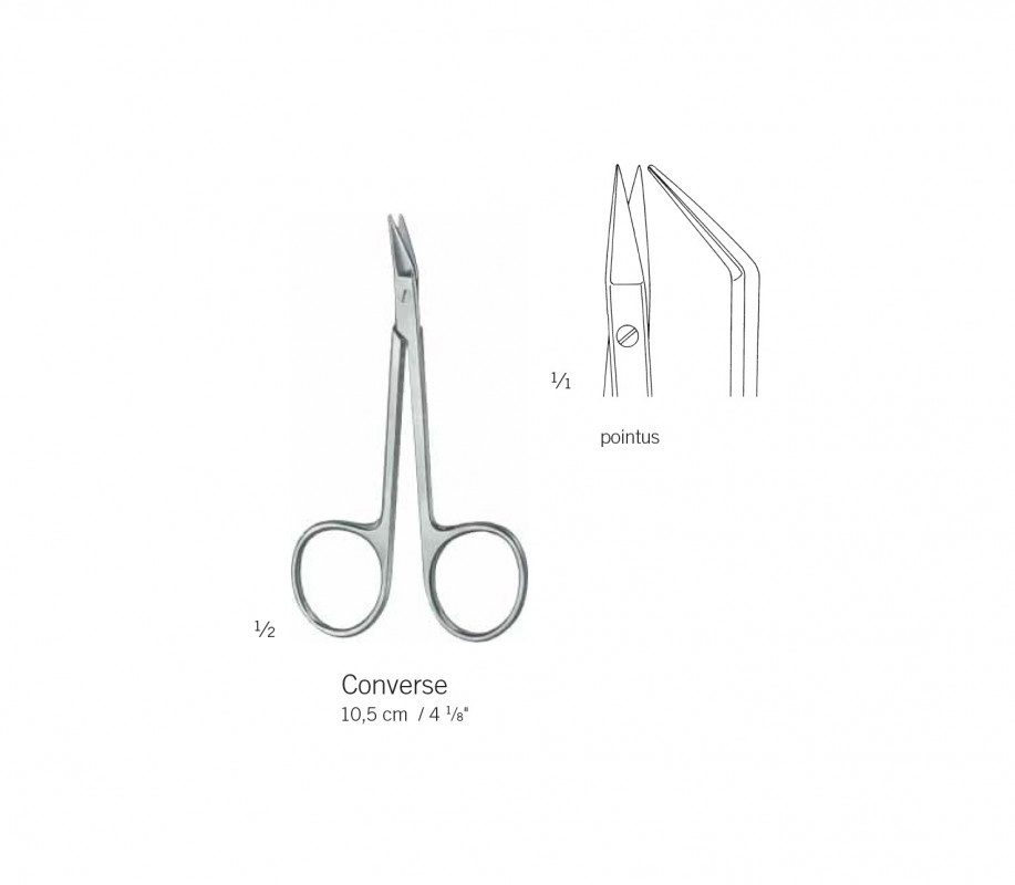 Ciseaux Converse Pointus coudés 40 degrés 10cm