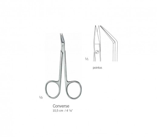 Ciseaux Converse Pointus, coudés à 40 degrés, longueur 10cm distribués par Nussbaum Médical