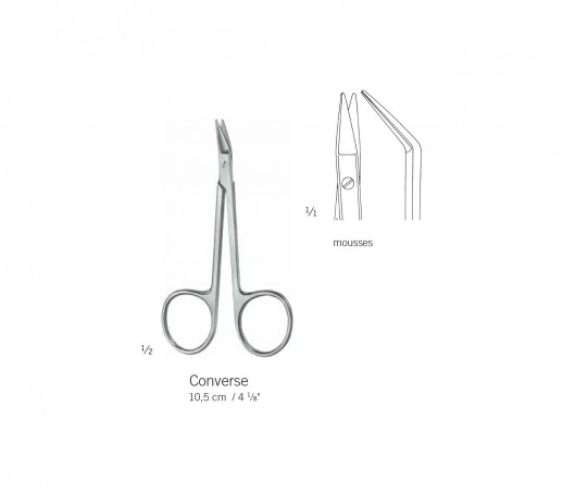 Ciseaux Converse Mousses, coudés à 40 degrés, longueur 10cm