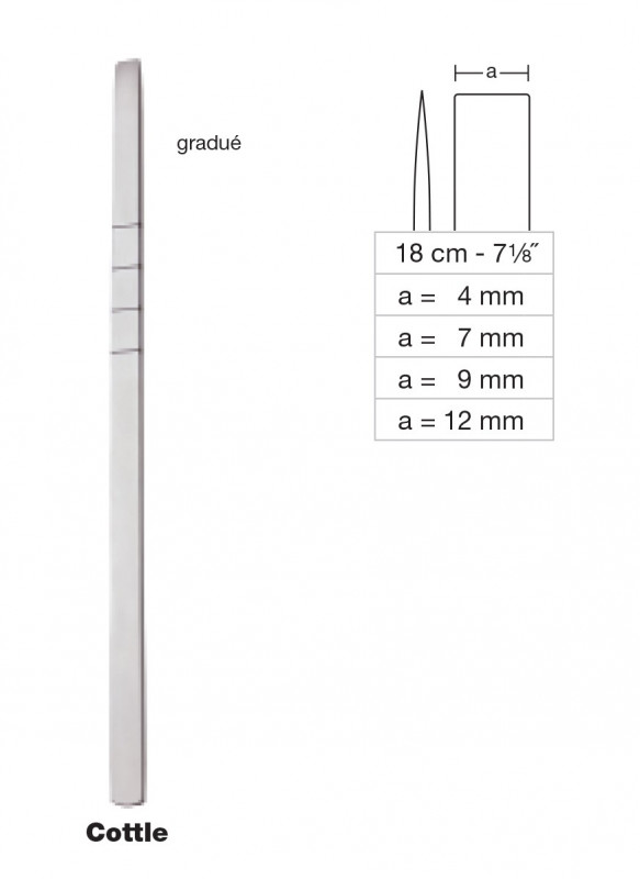 Ostéotome de Cottle gradué 18 cm - 9 mm