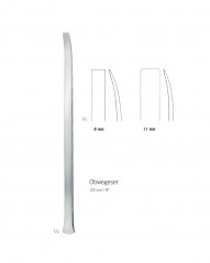 Ostéotome ptérygoïde d'Obwegeser longueur 23 cm, largeur 8 et 11 mm distribué par Nussbaum Médical