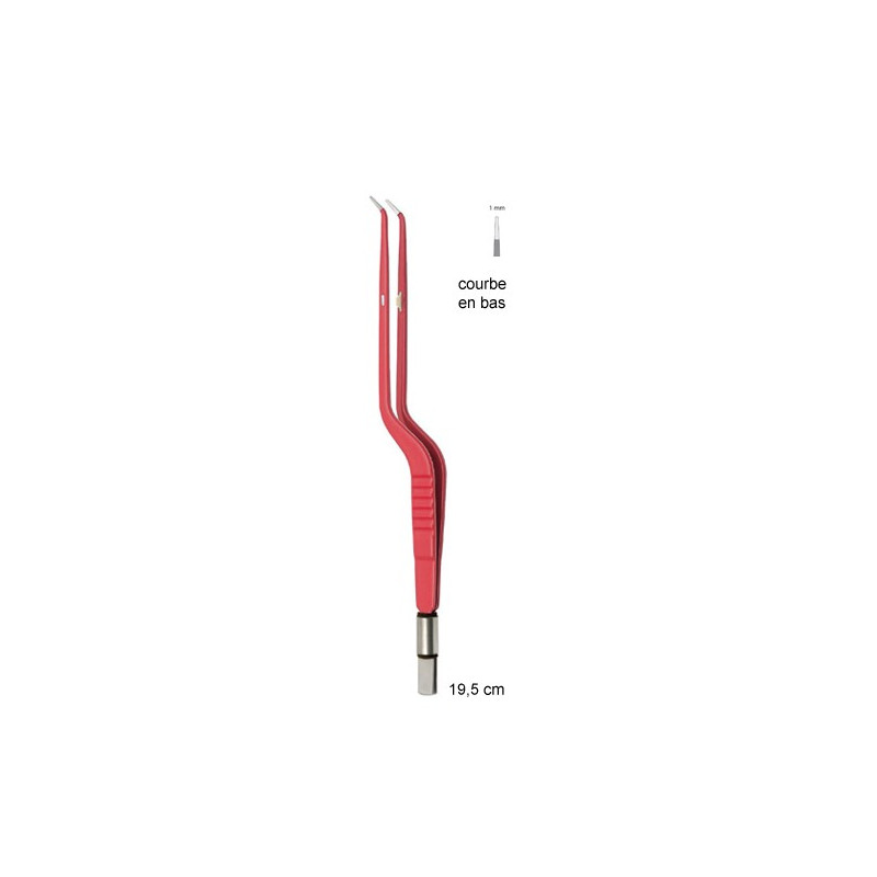 Pince bipolaire NON STICK baïonnette coudée BAS 19,5cm
