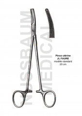 Pince utérine JL Faure de 20 cm fabriquée en France distribuée par Nussbaum Médical