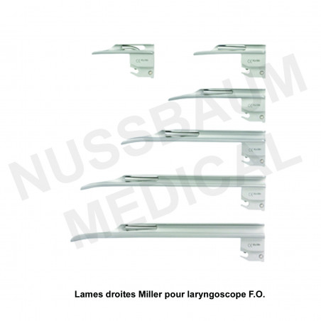Lames droites Miller pour laryngoscope F.O. distribuée par Nussbaum Médical