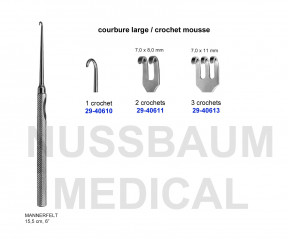 Crochet de Mannerfelt 15,5 cm courbure large 2 crochets mousses