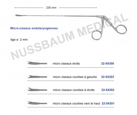Micro-ciseaux endolaryngiens, distribués par Nussbaum Médical