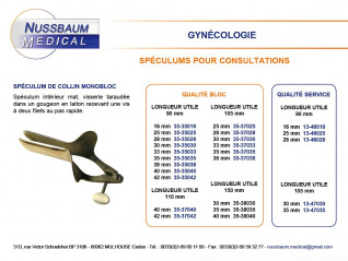Spéculum de Collin monobloc 110mm qualité bloc