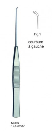 Crochet à phlébectomie de Muller 12,5 cm - courbure à gauche - figure 1, distribué par Nussbaum Médical