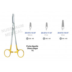 Porte-Aiguille Olsen-Hegar Mini TC de 14,5 cm, 17 et 19 cm, pour la chirurgie plastique ,distribué par Nussbaum Médical