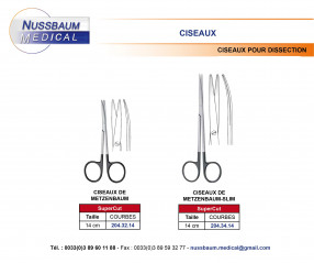 iseaux à Dissection Metzenbaum-Slim de 14 cm, gamme Supercut, distribués par Nussbaum Médical