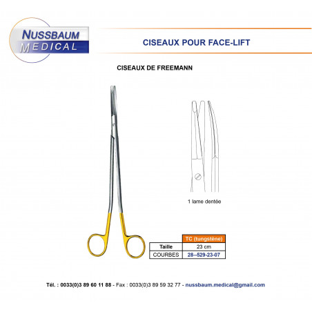 Ciseaux Freeman 23 cm pour facelift distribués par Nussbaum Médical