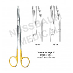 Ciseaux de Kaye TC 18 cm avec 1 lame dentée pour facelift