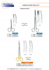 Ciseaux de Kaye TC 18 cm avec 1 lame dentée pour facelift distribués par Nussbaum Médical
