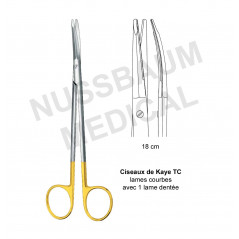 Ciseaux de Kaye TC 18 cm avec 1 lame dentée pour facelift distribués par Nussbaum Médical