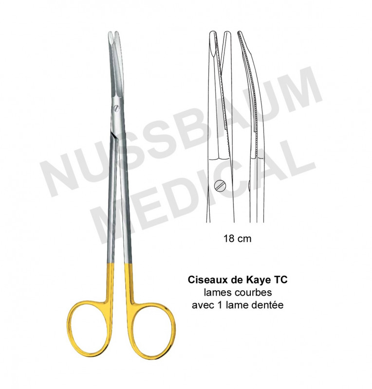 Ciseaux de Kaye TC 18 cm avec 1 lame dentée pour facelift