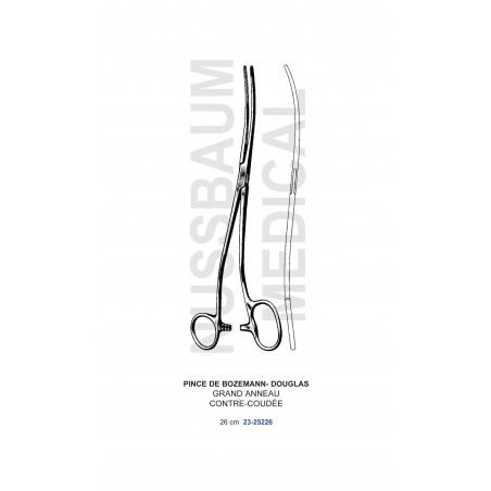 Pince de Bozeman-Douglas contre-coudée avec grand anneau distribuée par Nussbaum Médical