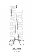 Pince à polypes de 24 cm avec mors en curette, fabriquée en France, distribuée par Nussbaum Médical