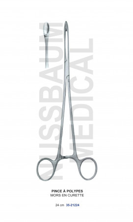 Pince à polypes de 24 cm avec mors en curette, fabriquée en France, distribuée par Nussbaum Médical