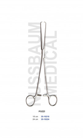 Pince de Pozzi de 18 et 24 cm, fabriquée en France, distribuée par Nussbaum Médical