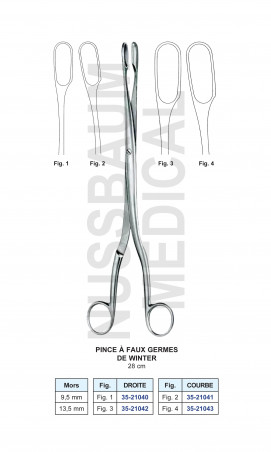 Pince à faux germes de Winter 28 cm mors droits et courbes distribuée par Nussbaum Médical