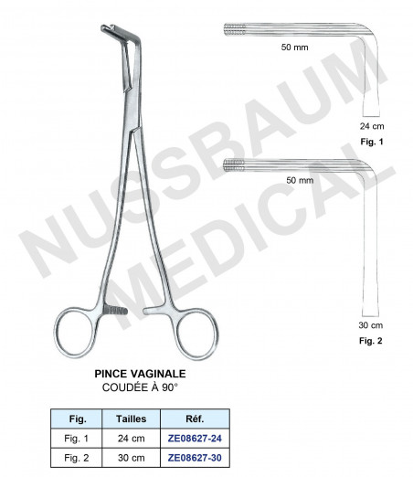 Pince Vaginale Coudée à 90 degrés pour hystérectomie distribuée par Nussbaum Médical