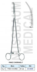 Pince Overholt très courbe de 21 cm pour hystérectomie distribuée par Nussbaum Médical
