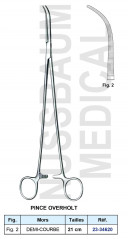 Pince Overholt demi-courbe de 21 cm pour hystérectomie distribuée par Nussbaum Médical