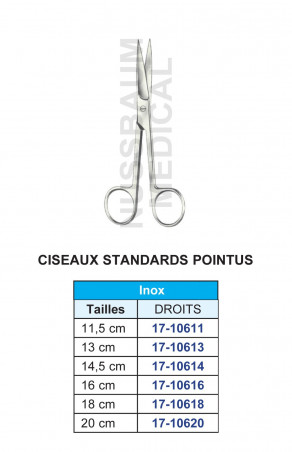 Ciseaux Standards Pointus Droits et Courbes